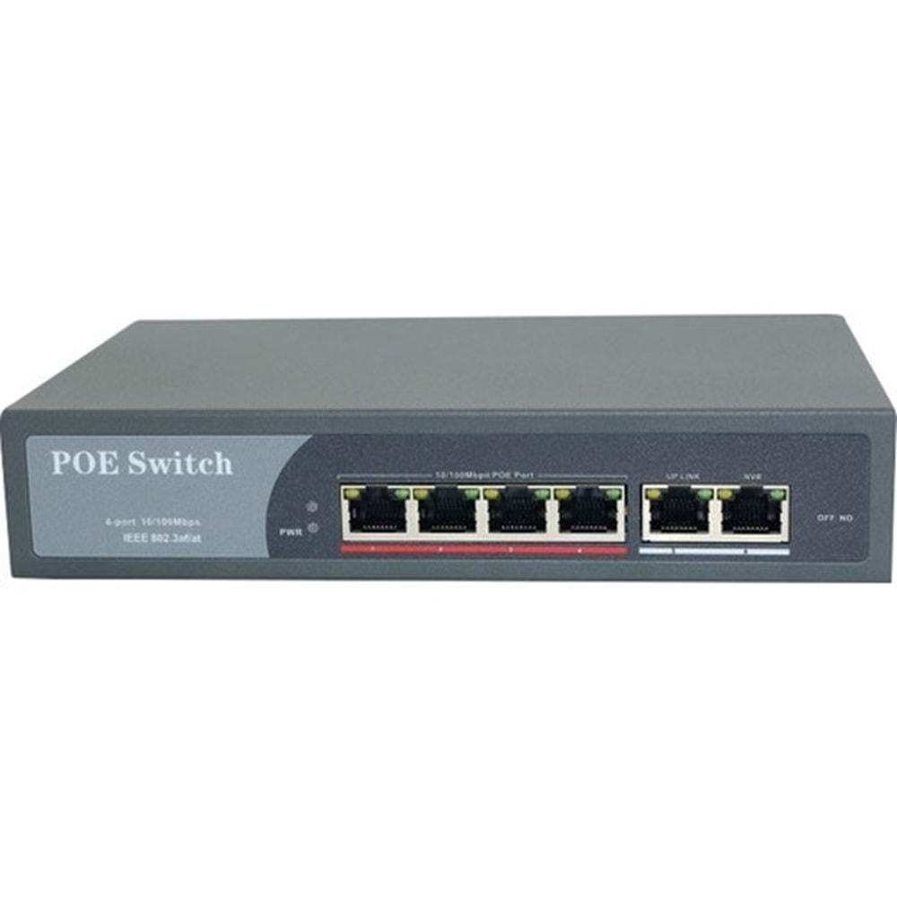 S-GUARD 4P2U 4 Port 10/100M(PoE)+2 Port Uplink 65W PoE SWITCH