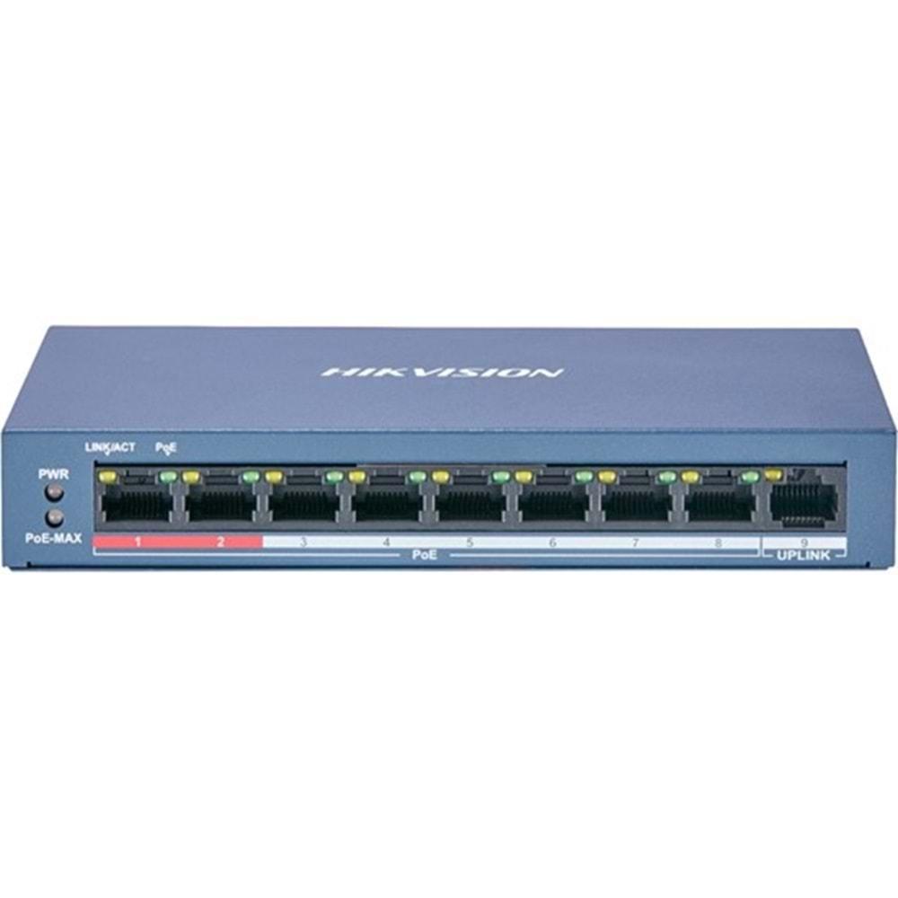 HIKVISION DS-3E0109P-E/M(B) 8 Port 10/100M(PoE)+1 Port 10/100M Uplink 300mt 60W PoE SWITCH