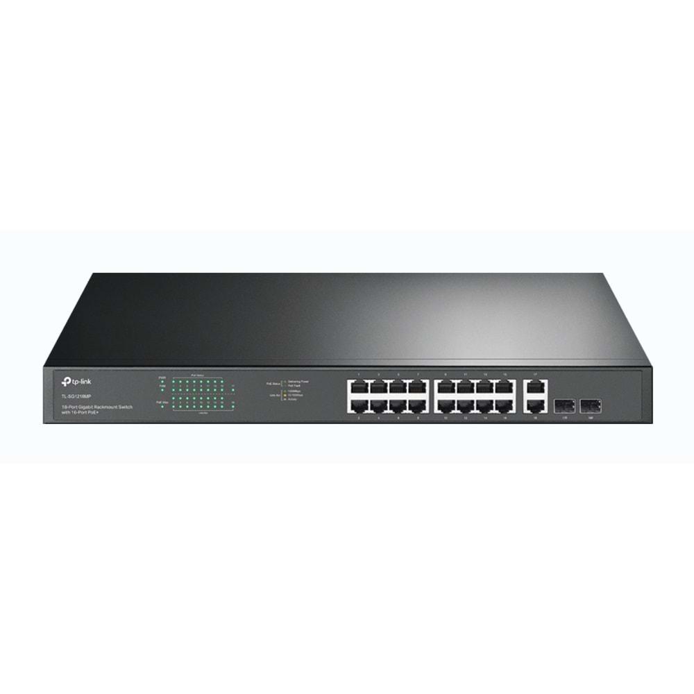 TP-LİNK TL-SG1218MP(UN) 16 Port 100/1000M (PoE+)+2 Port 100/1000M Uplink+2SFP 250W PoE SWITCH (RACKMOUNT)