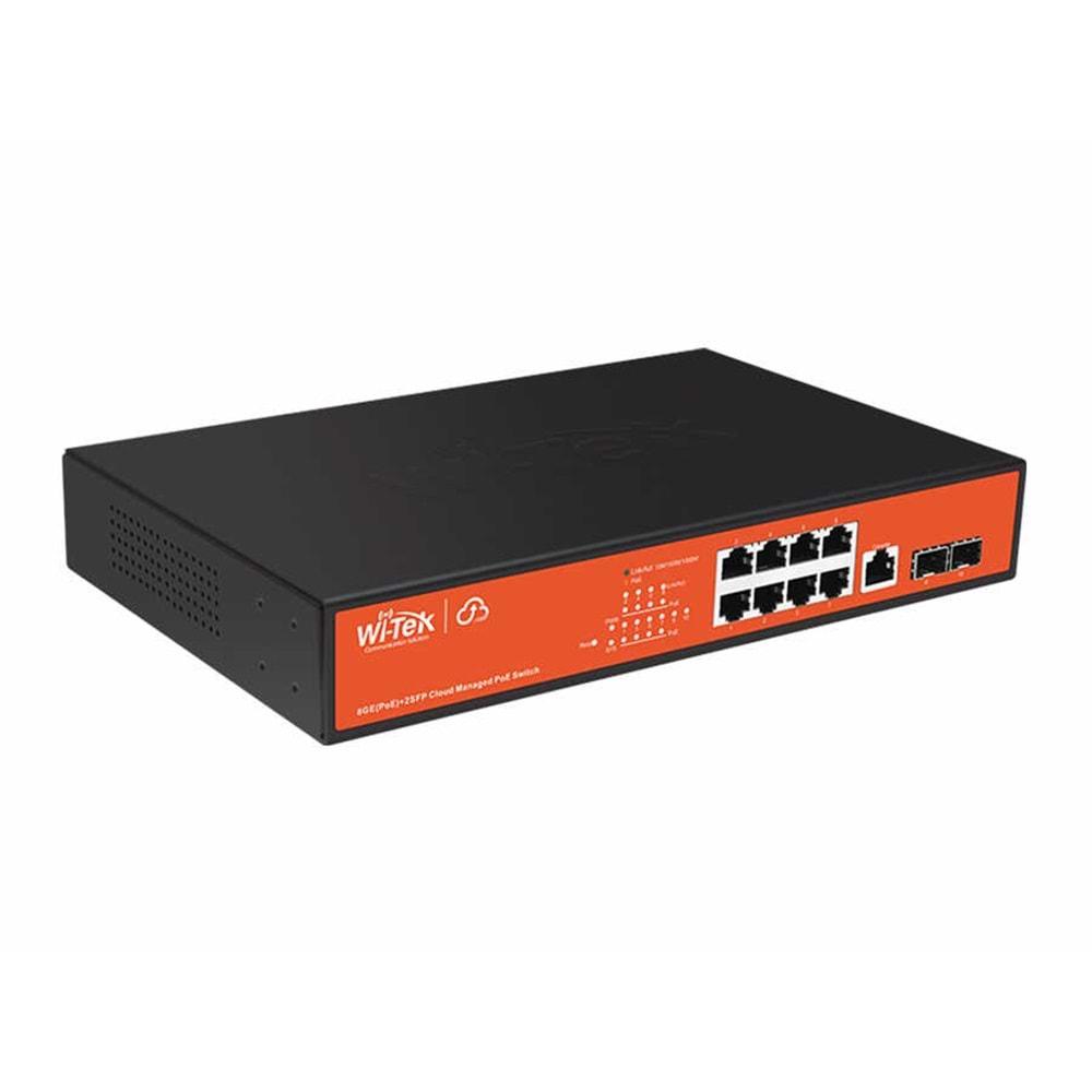 Wİ-TEK WI-PCMS310GF 8 Port 100/1000M(PoE) + 2 Port 100/1000M Uplink Cloud L2 Managed PoE SWITCH