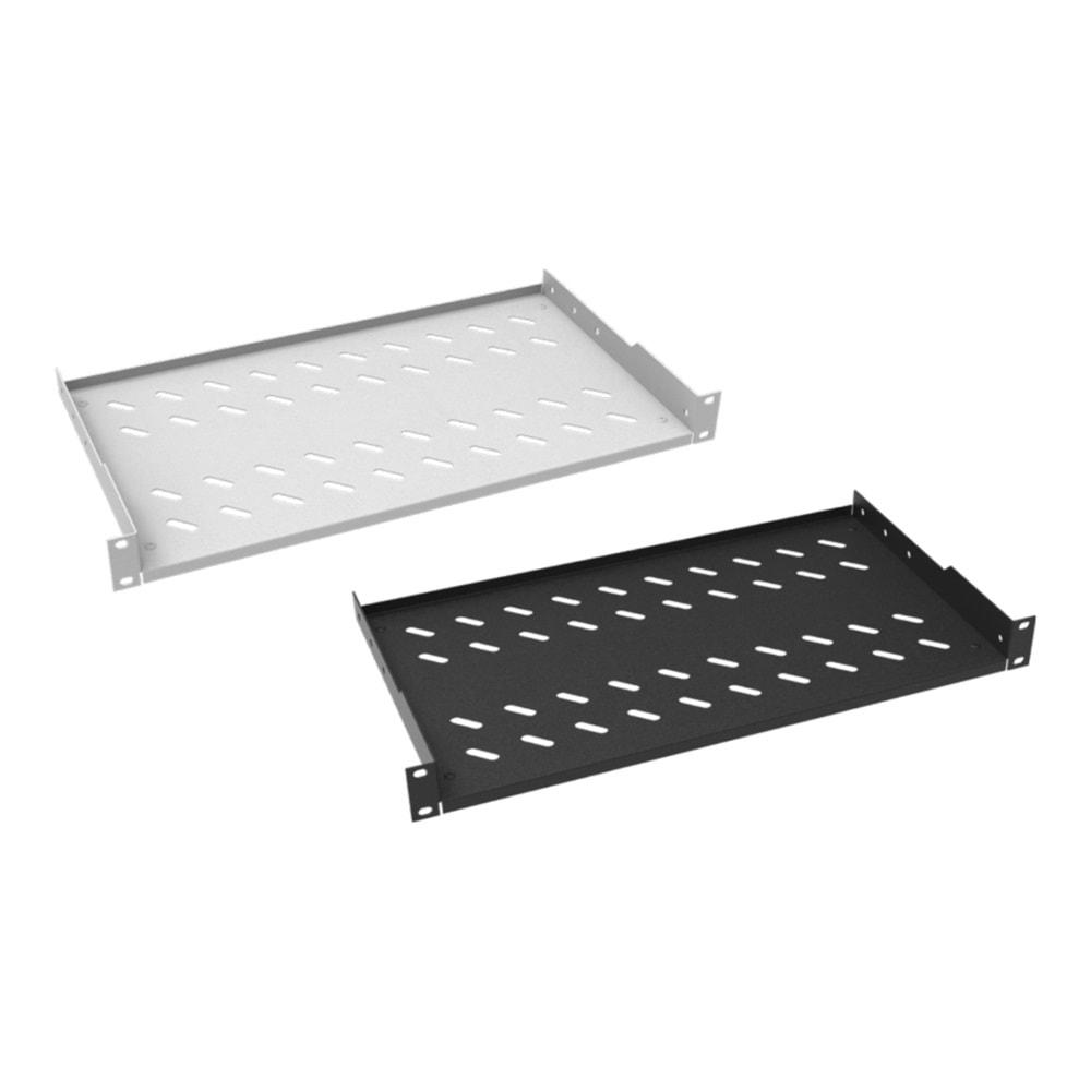 AGER 1U RAF KISA 19 INCH 2 NOKTADAN BAĞLANTILI SABİT RAF- RAF DERİNLİĞİ:250MM -YÜK KAPATİSESİ 30KG.(S1 SİYAH 9005)