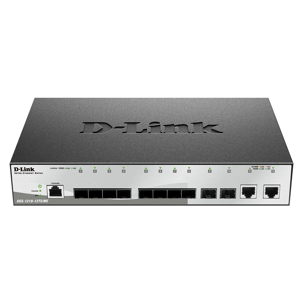 D-LINK DGS-1210-12TS/ME L2 MANAGED SWİTCH WİTH 10 1000BASE-X SFP PORTS AND 2 10/100/1000BASE-T PORTS