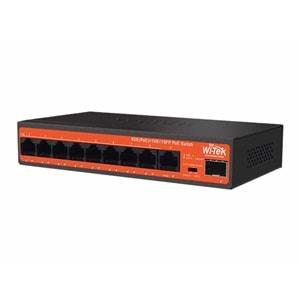 Wİ-TEK WI-PS309GFH 8 Port 100/1000M (PoE) + 1 Port 100/1000M Uplink + 1SFP 250mt 65W PoE SWITCH