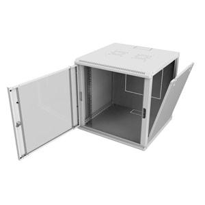 AGER 9U 600X600 AB09U6060B1 MONTAJLI AGENA BASE SERİSİ DUVAR TİPİ KABİNET + 19INCH SABİT RAFLI (ON CITALI CAM KAPAK ARKA SABİT YAN KAPAKLAR KİLİTSİZ-B1 BEYAZ)