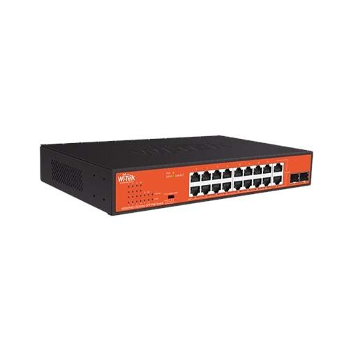 Wİ-TEK WI-PS318GFH 16 PORT GİGABYTE PoE +2 COMBO SFP 250M PoE SWİTCH