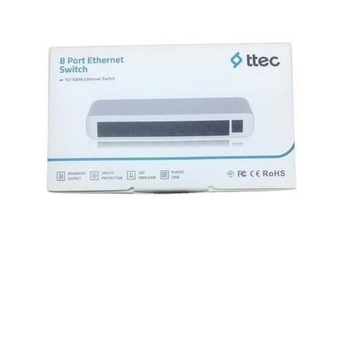 TTEC 08100SW 8 PORTLU, 10/100 FAST ETHERNET,PLASTİK KASA (TSS)