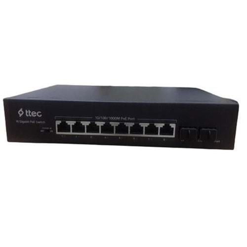 TTEC 10120PG 8 PORTLU, 10/100 FAST ETHERNET,2 GİGABİT UPLİNK, 8 Port PoE+ (120W) (TSS)