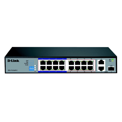 D-LINK DES-F1016P-E 16-Port 10/100 LONG RANGE PoE+ SURVEİLLANCE SWİTCH