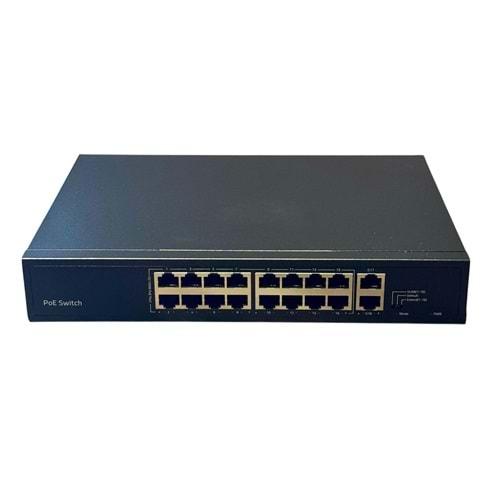 S-GUARD 16P2U-200 SWITCH 16 PORT 10/100MB 2 UPLİNK 10/100/1000MB POE SWITCH