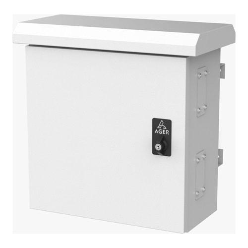 AGER AG-MB404030B2-D-A1-M1 MONTAJLI (W:400 H:400 D:300) MM MOBESE+1LI FAN MONTAJINA UYUMLU+ON KAPAK TEK NOKTADAN KELEBEK KILITLI+ALT KISIMDA 2 ADET PG29 RAKOR +ARKA MONTAJ PANELI+150LIK KELEPCE+150LIK OTOMAT RAYI (B2-OUTDOOR 7035)