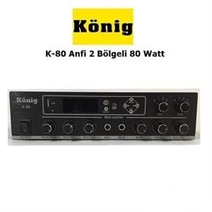 KÖNİG K-80 80WATT USB/SD/BLUETOOTH 2 BÖLGELİ TRAFOLU AMFİ