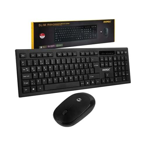 EVEREST KM-6121 SİYAH KABLOSUZ Q SLİM KLAVYE + MOUSE SET