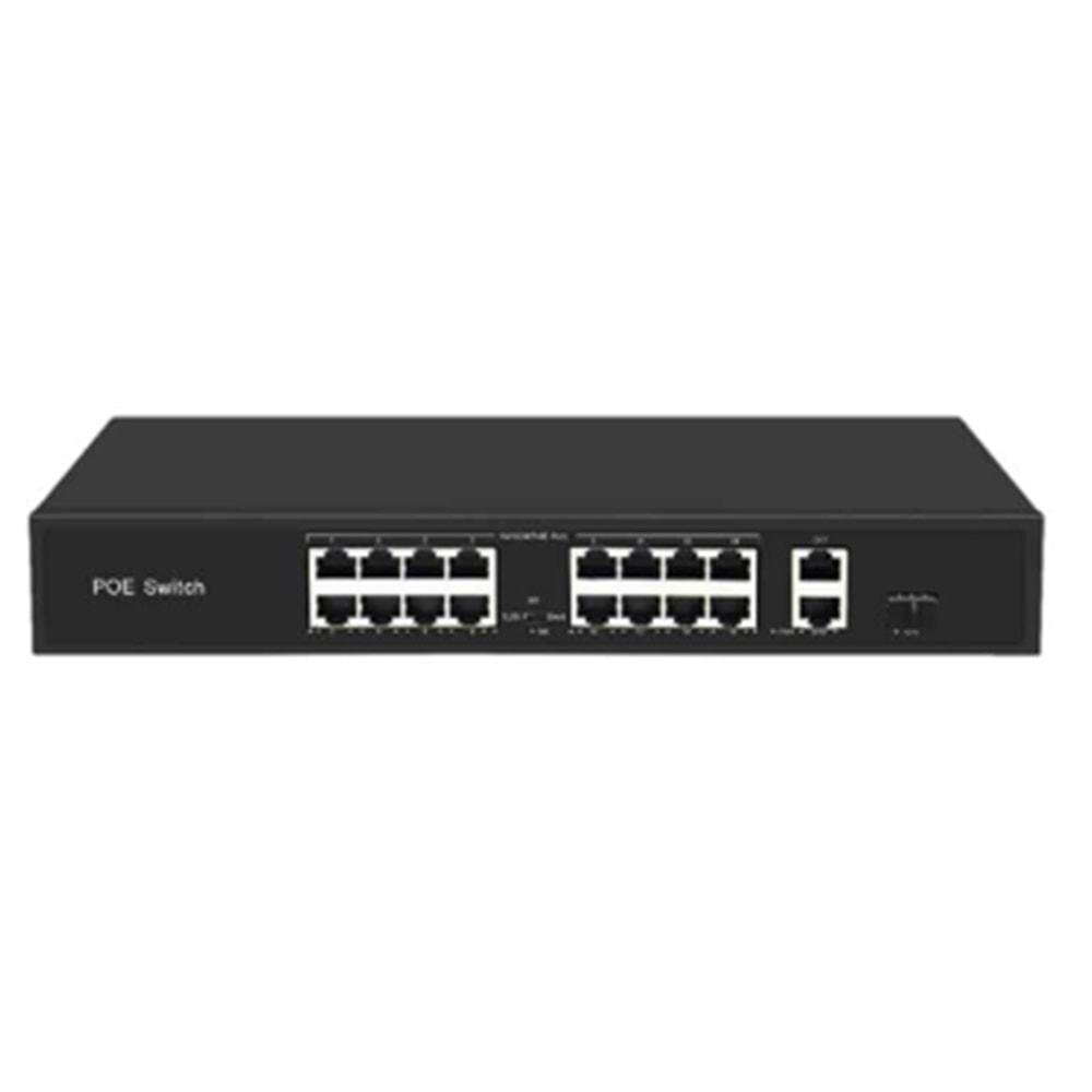 S-GUARD 16P2U1S-200 16 Port 10/100M(PoE)+2 Port Gigabit Uplink+1 Port SFP 200W PoE SWITCH