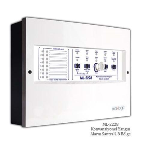 MAXLOGIC ML-2228 8 BÖLGELİ KONVANSİYONEL YANGIN ALARM SANTRALİ