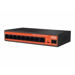 Wİ-TEK WI-PS309GFH 8 Port 100/1000M (PoE) + 1 Port 100/1000M Uplink + 1SFP 250mt 65W PoE SWITCH