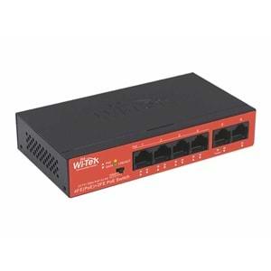 Wİ-TEK WI-PS205H V2 4 Port 10/100M(PoE) + 2 Port 10/100M Uplink 250mt 40W PoE SWICTH