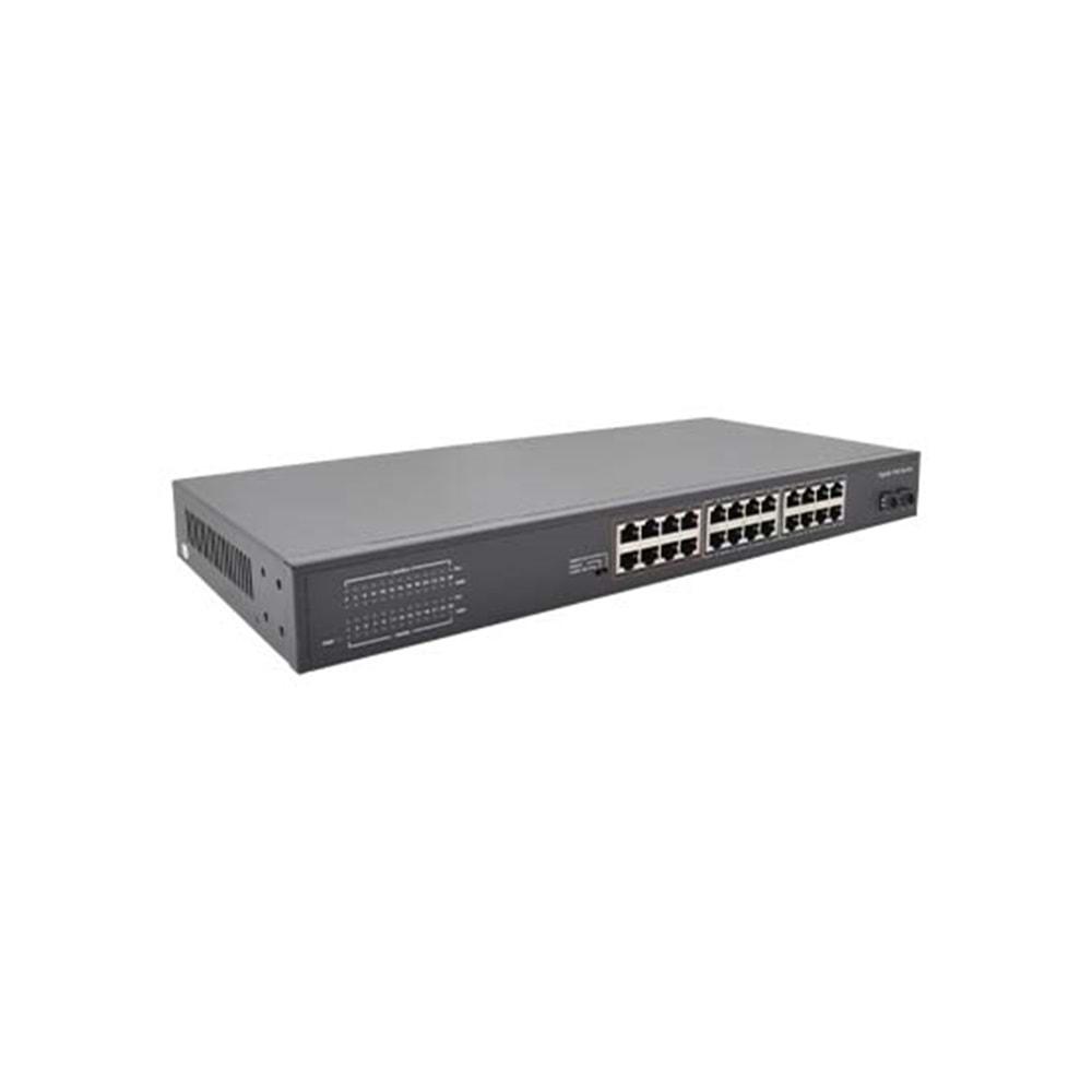 VİDEOPARK VP-24PG-2SFP-300W 24 Port Gigabit PoE + 2 Port SFP 300W PoE SWITCH Dahili Power